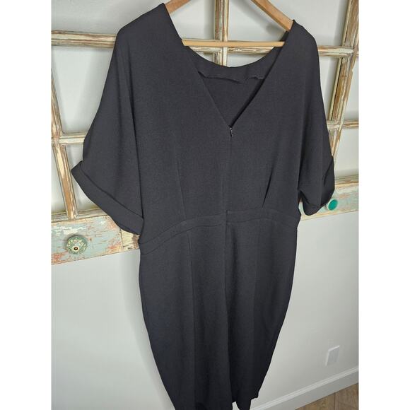 NWT Asos Black Basic Midi Dress Back V-Neck Ladies Size 16 - Picture 9 of 9